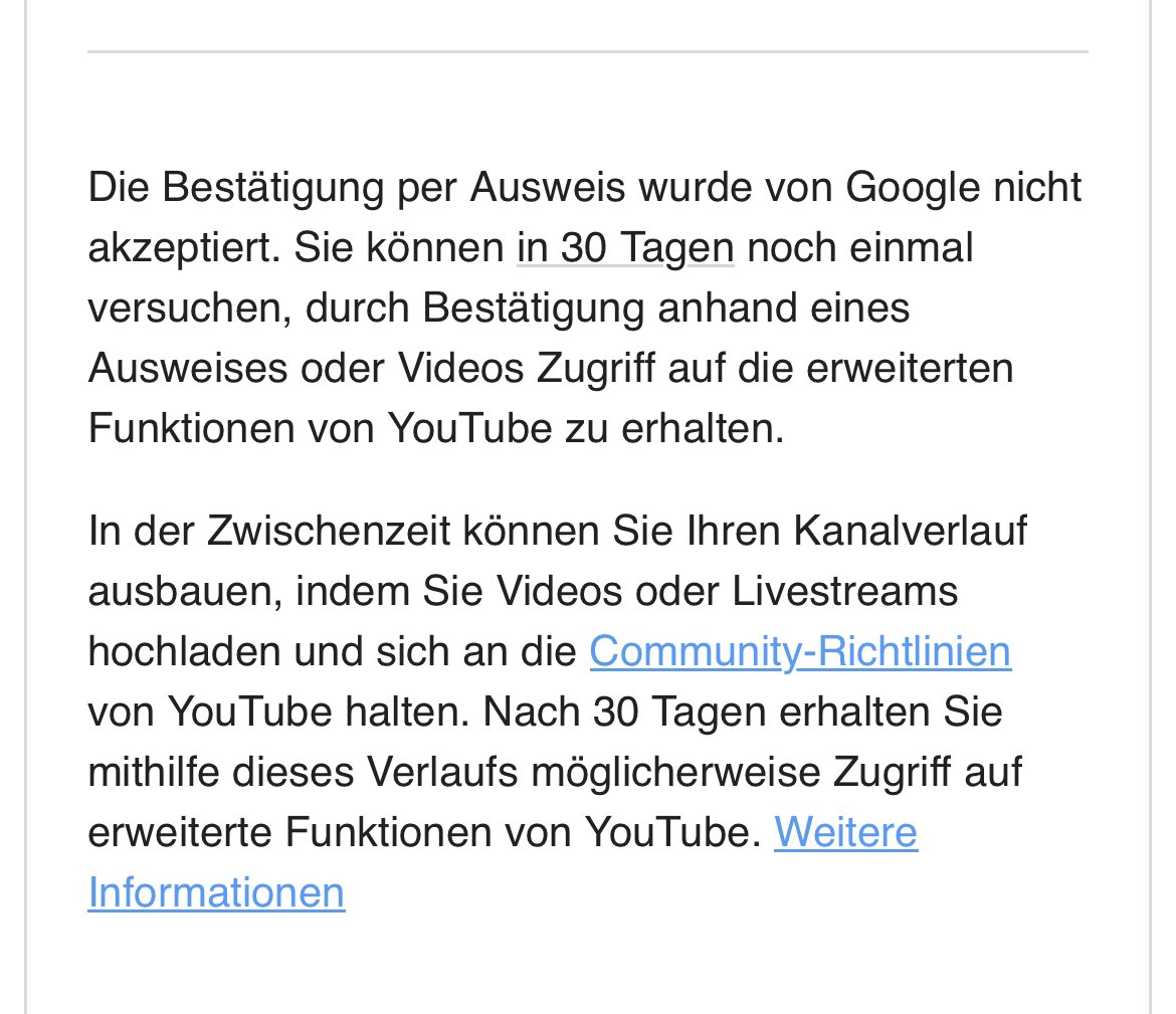 GcKarsten's tweet photo. @TeamYouTube Ja, dass es abgelehnt wurde. sorry aber das kann so nicht gehen! Ich lösche ausversehen mein alten Kanal. gebe euch alle wichtigen Informationen und ihr könnt mir den Kanal nicht wiederherstellen! Jetzt das ! Ihr akzeptiert meine Video und Ausweis Registrierung nicht! https://t.co/Wgxg59Cury