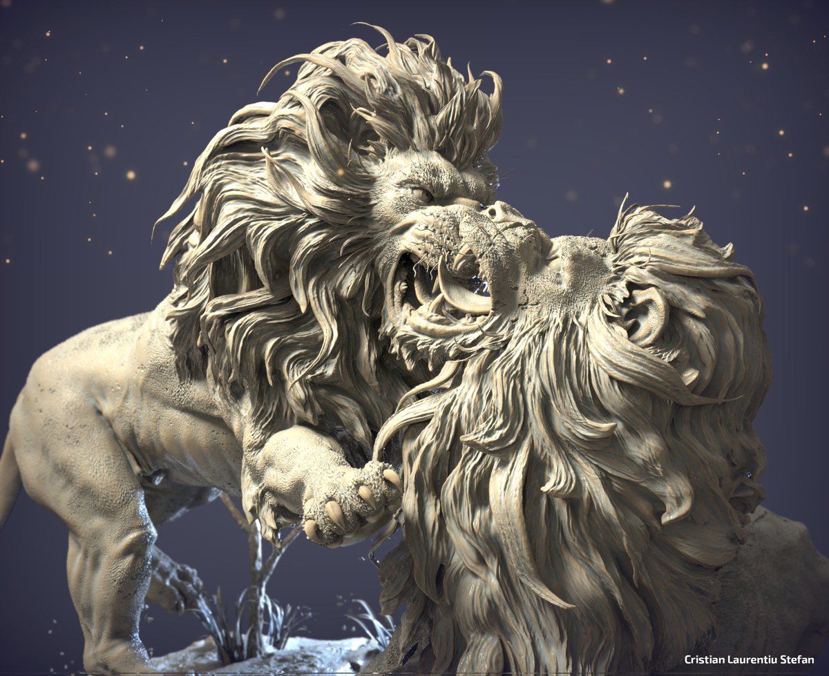designcristy's tweet photo. 👑Game of Kings! 👑
Let's have an awesome new year!!!
#nftart #nfts #nftcommunity #nftartist #lion #modeling #3dartwork #sculpture #leader #sculpt #zbrush #render #nftcreators #art #illustration #king #fighter #animation #animals #keyshot #battle #movie #jungle https://t.co/q8W9y94MTH