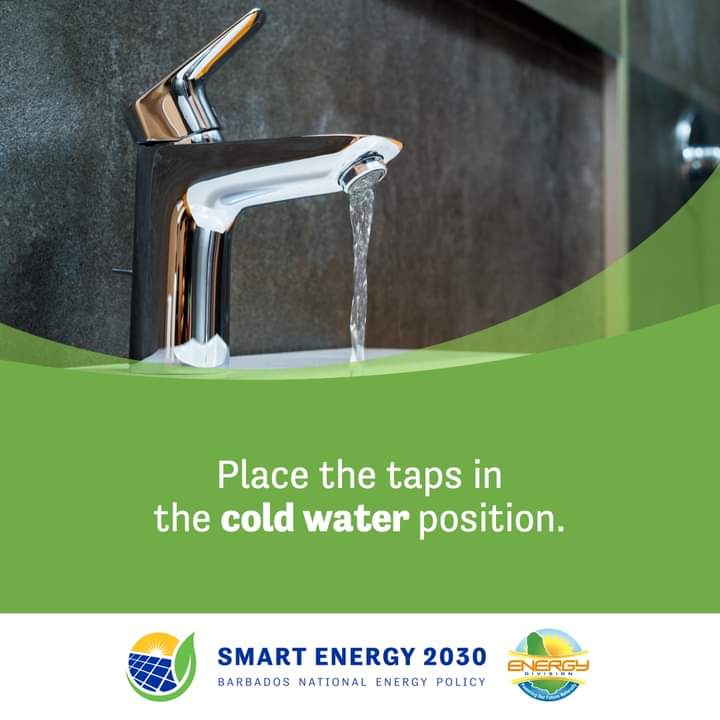 For many situations, we do not need hot water when we turn on the tap 💦. You can save energy on water heating if you only use hot water when you really need it. Can you think of some situations when hot water is not needed? #SmartEnergy2030 #BarbadosEnergyPolicy