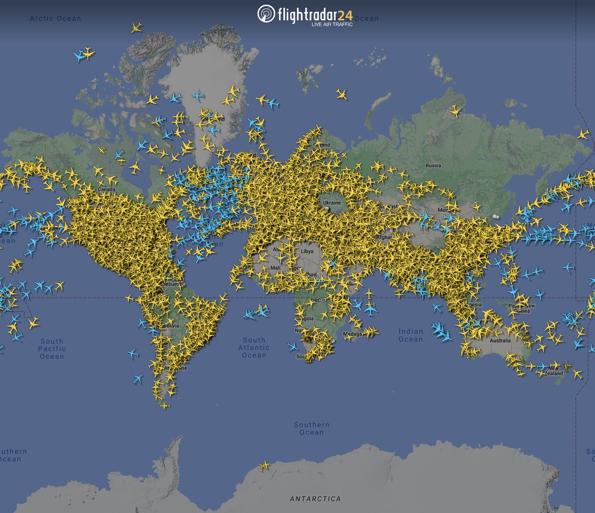 Global air traffic on the first day of 2023.