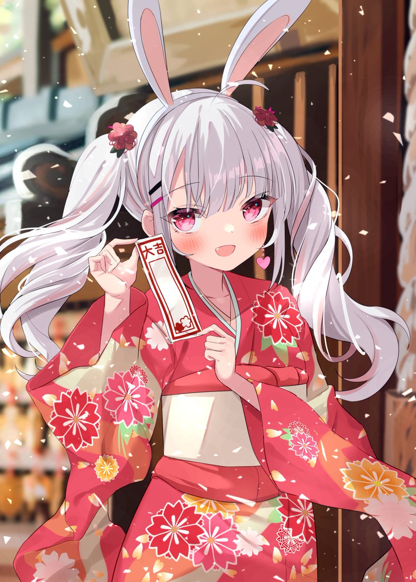 1girl japanese clothes kimono solo animal ears twintails rabbit ears  illustration images