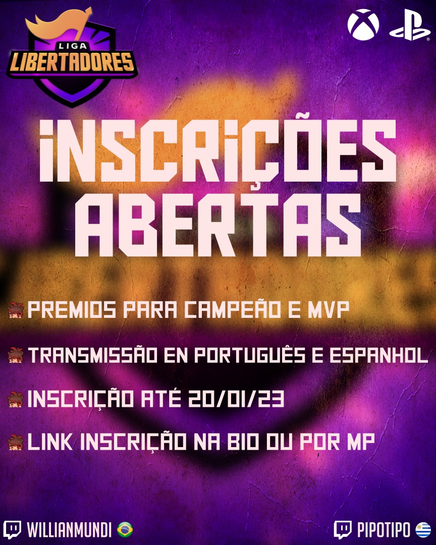 williamundi's tweet photo. 📝inscrições para a Libertadores de Overwatch 2023 estão abertas! 
🗺️Você não vai perder o maior torneio de Overwatch da América do Sul né?!
🤩Todos os times de console (PS4/PS5/Xbox) de qualquer elo são elegíveis;
Inscrição em: https://t.co/iXMTktbqsj https://t.co/TS9Ow8EBNk