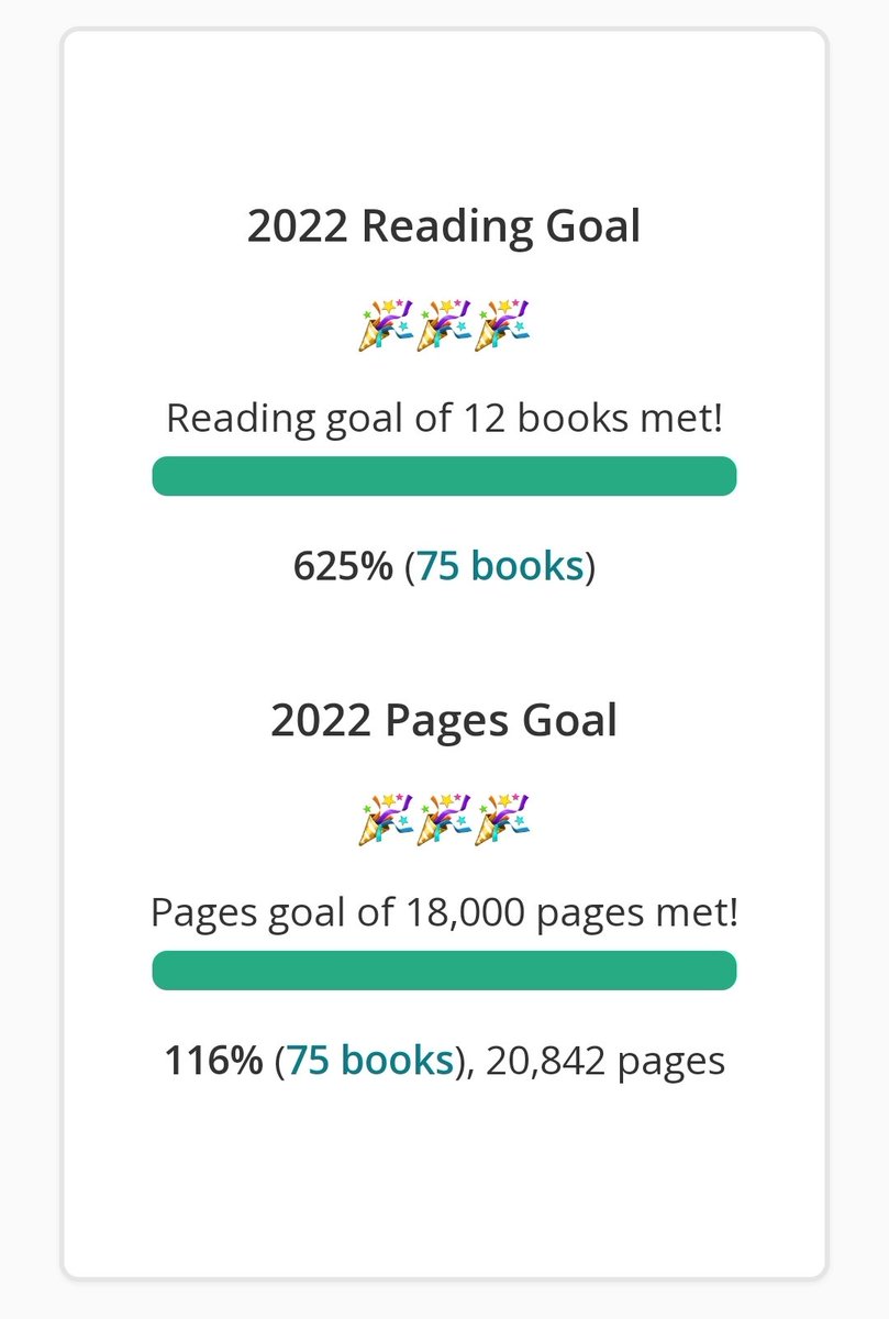 jujugules's tweet photo. this year i read 75 books!!! i had very low goals going into 2022 (12 books lol) but i blew it out of the water! https://t.co/7ZZvHYnnsk