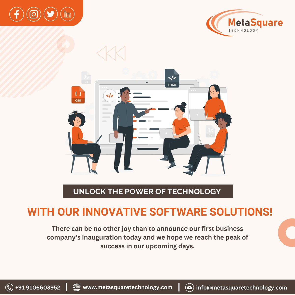 MetasquareTech's tweet photo. Here's To New Beginnings 💻🤝

#metasquaretechnology #technology #Software #services https://t.co/3aT1vR9ViC