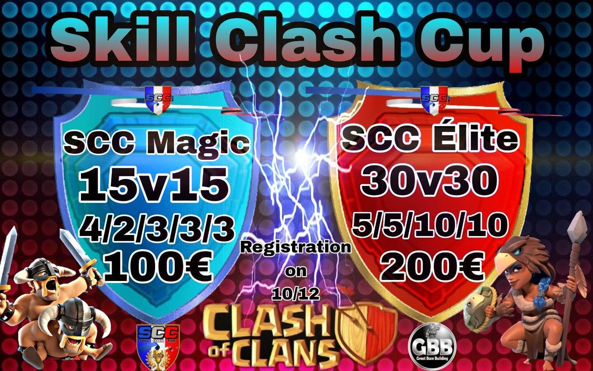 New Tournament !
SCC Magic 15v15 4/2/3/3/3 100€ 🔥
SCC Élite 30v30 5/5/10/10 200€ 🔥
Registration close 12/01/2023
Registration in Discord discord.gg/pAudpgHsZG
