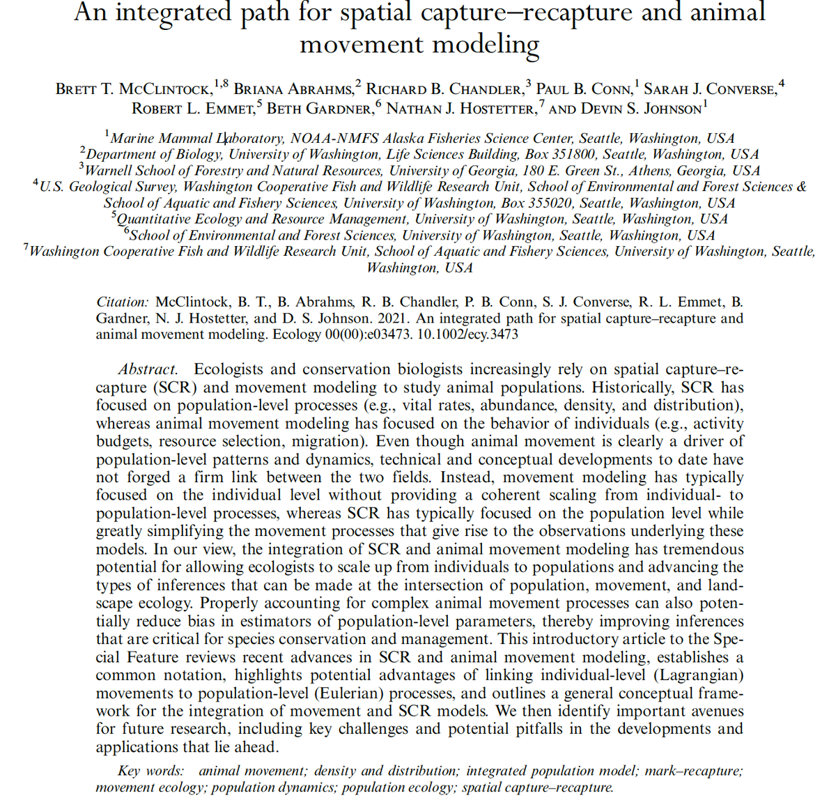 oaggimenez's tweet photo. Landmark paper by @bt_mcclintock et al in @ESAEcology who outline a general conceptual framework for the integration of movement and spatial capture-recapture models w/ nice reviews of both fields 🤩

https://t.co/rLbGjox8AW

🗞️#230-2022 https://t.co/X6sZJDpTxJ