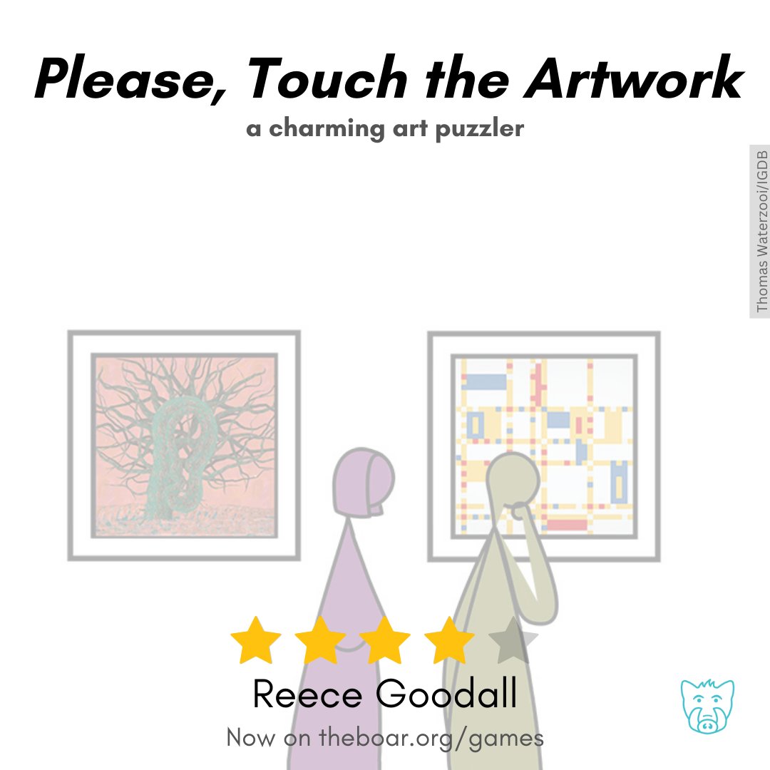 BoarGames's tweet photo. In our first piece of 2023, @reecegoodall496 reviews the indie art game 'Please, Touch the Artwork'!

https://t.co/W8fCyLP2cs

#VideoGames #Gaming #Art #ModernArt #ArtGallery #PietMondrian #Puzzle https://t.co/xLy4hf0j3K