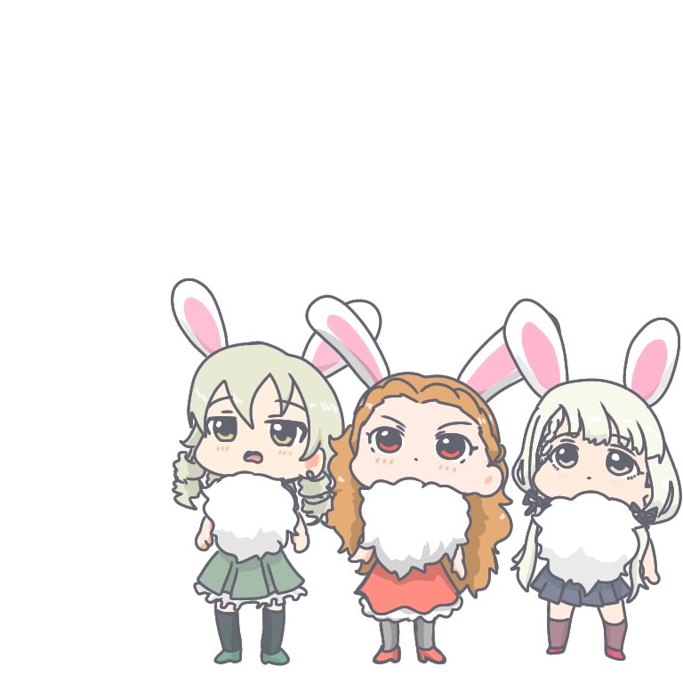 hisakawa nagi 3girls multiple girls animal ears rabbit ears skirt white background simple background  illustration images