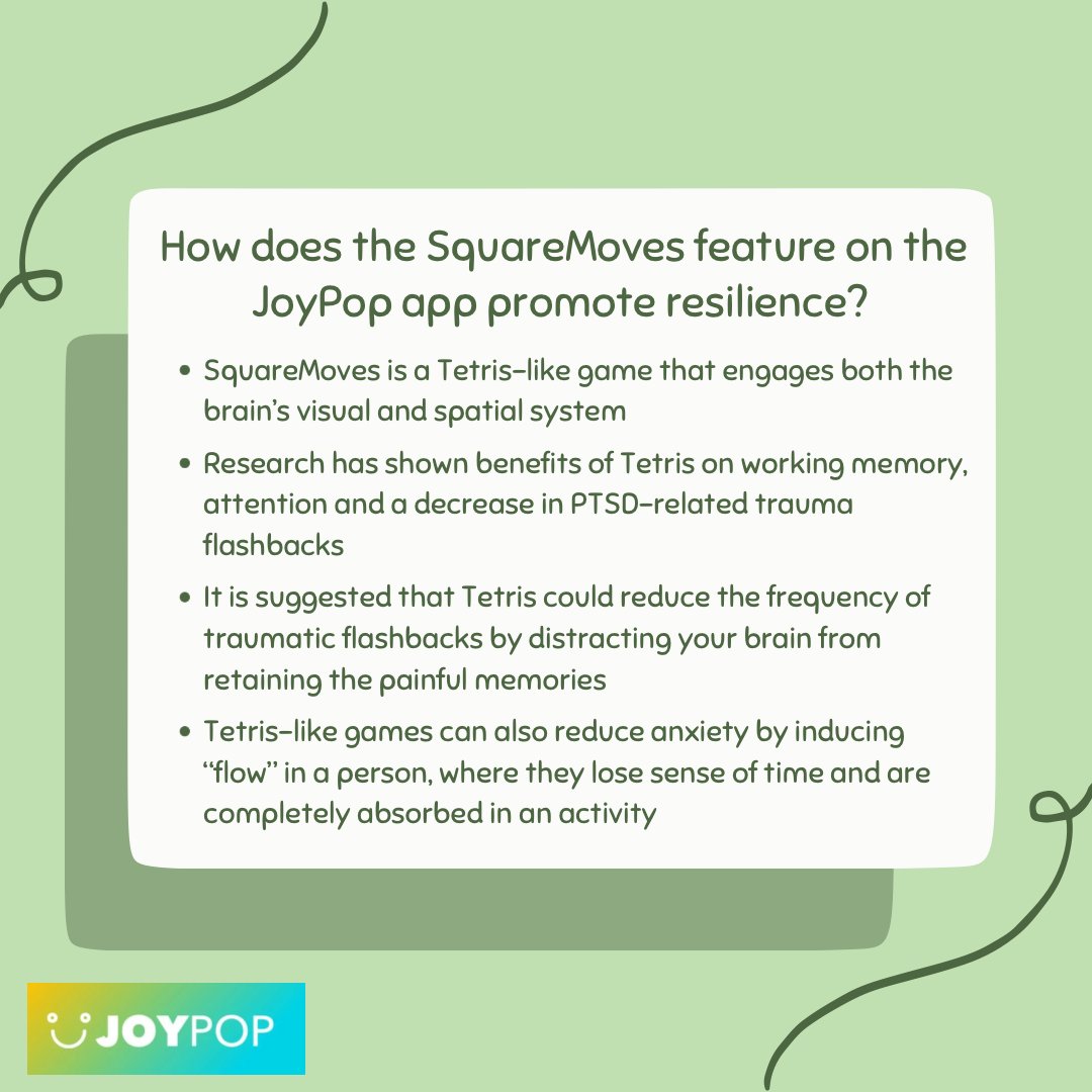 #Research suggests that #Tetris-like games can help with decreasing the frequency of PTSD-related trauma flashbacks. This works by inducing “flow” in a person, where they become so absorbed in a task that it distracts their brain from retaining the #traumatic memories <a href="/DrWekerle/">Dr.Christine Wekerle</a>