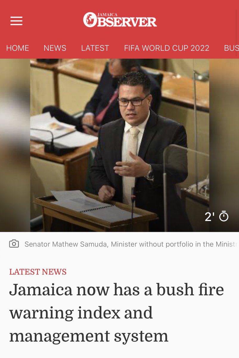 matthewsamuda's tweet photo. #Highlight10 - In 22’ 🇯🇲 launched Innovative Climate Change Solutions 

2nd was the launch of 🇯🇲’s Bushfire warning Index. 
A digital platform, initiated by the Met Service Div in tandem with the Fire Brigade (JFB), will improve capacity to monitor bush fires.

#22InReveiw 
Pt24 https://t.co/YuzdY6Yayv
