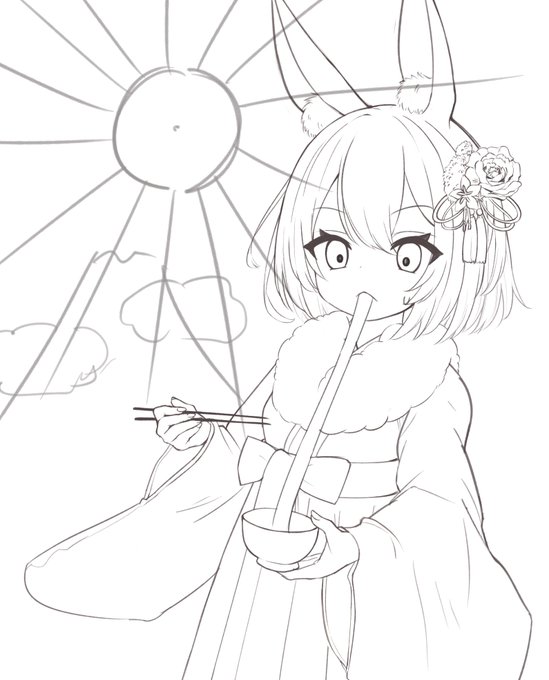 線画っぽいのやっとできたよ!!✍️✍️ 