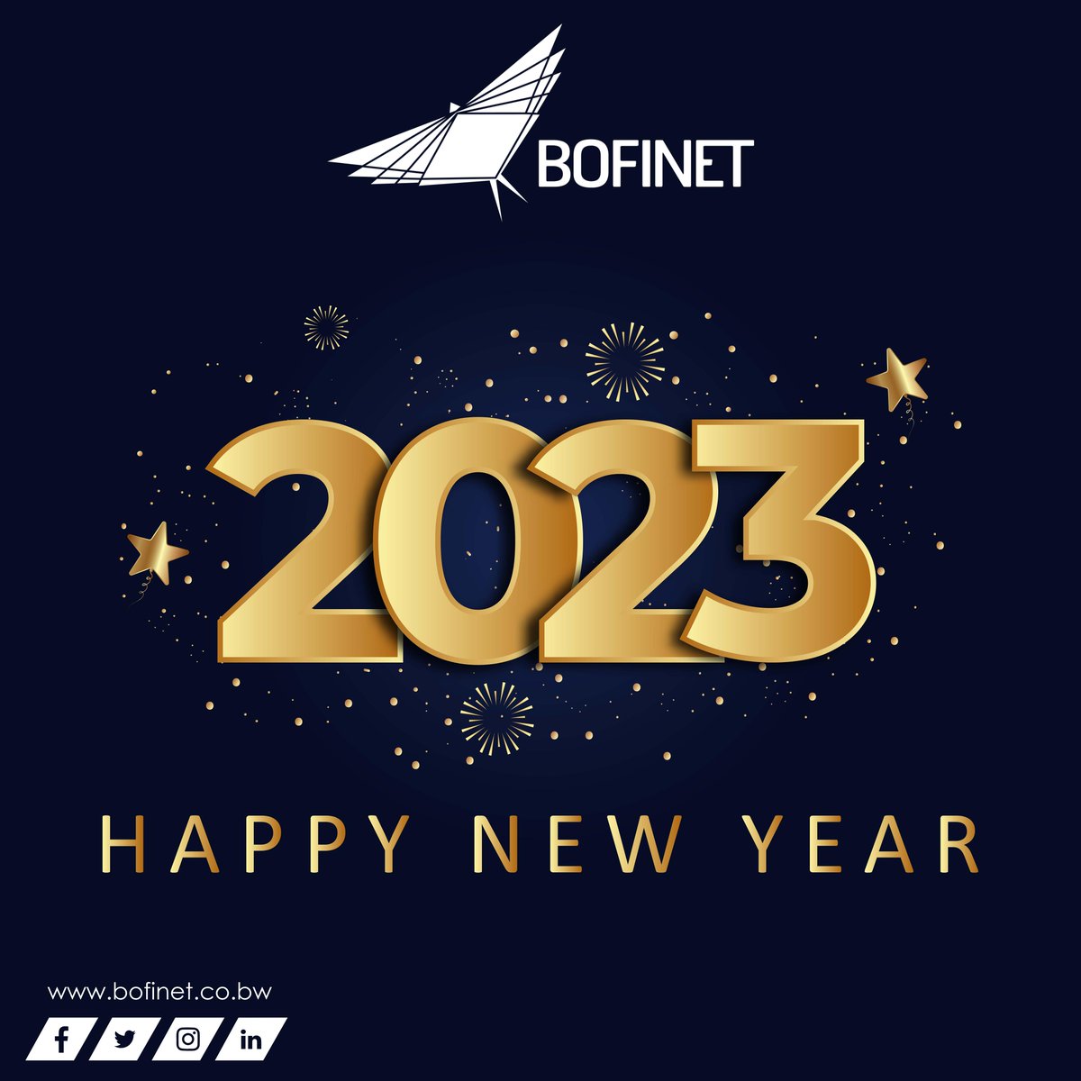 BotswanaFibre's tweet photo. A new year presents new possibilities, fresh ideas and many more. Welcome to 2023, we are very excited for the year ahead. #BOFINET #GloballyconnectingBotswana https://t.co/n4YWiiO58F