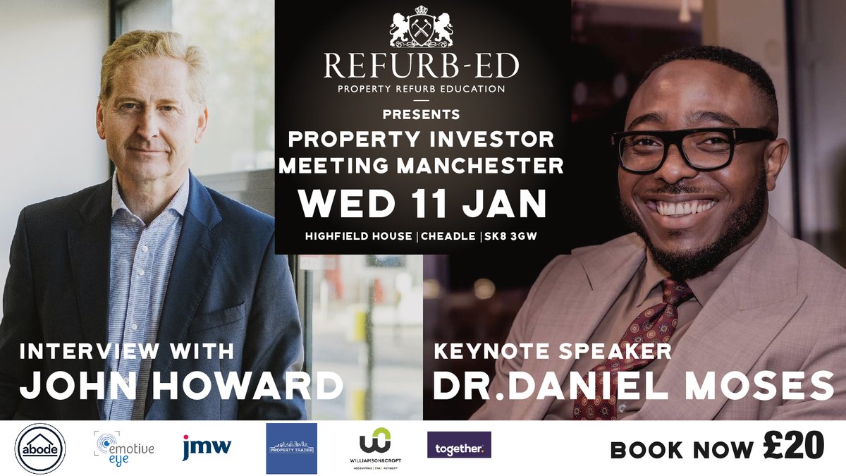 Refurb_Ed's tweet photo. Our first event of 2023! Wednesday the 11th of January! π
Keynote with Dr Daniel & Interview with John Howard
Tickets see link in bio
#proprefurbed #hmoinvestment #property #propertydeveloper #propertydevelopers #propertydevelopment #propertyentrepreneur #propertynetworking https://t.co/ixxCd47GMh