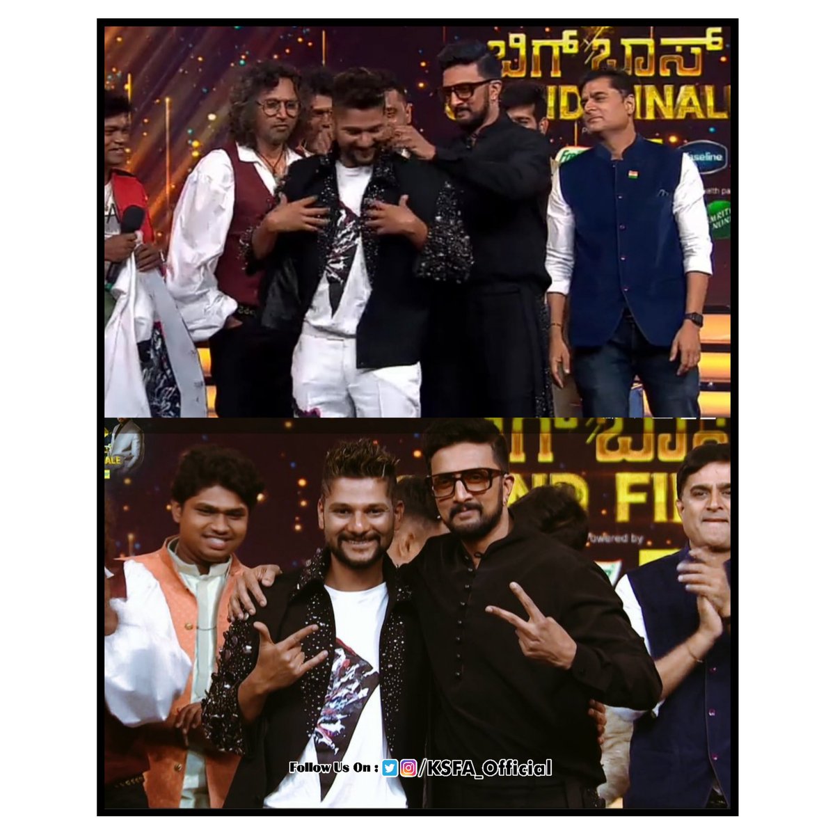 KSFA_Official's tweet photo. He always cheer up the runner up and never let them to be disappointed..😁
Namma @KicchaSudeep gives his jacket to the #BBK9 runner up #RakeshAdiga 🔥

Man with Golden Heart.. ♥️
#KicchaSudeep𓃵 #Kiccha46
@RakeshAdiga_off #BiggBossKannada https://t.co/f1UUvhQzjd