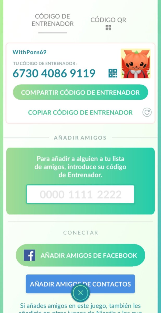 Withpons69's tweet image. Quiero empezar el 2023 con nuevas amistades asi que les dejo mi codigo, abro regalos todos los días ojala llegar a los 400 amigos
⚠️SI NO ABREN REGALOS EN 1 MES, SE ELIMINA⚠️
#PokemonGOfriends #PokemonGOApp #PokemonGO #PokemonGOfriendscode