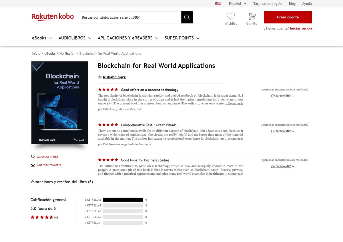 01 January 2023
Blockchain for Real World Applications.

Thank you readers! 
I love the detailed reviews, my readers have given me on Kobo (e-book site), especially those that delve deeper than the mere blurb of the book - kobo.com/us/es/ebook/bl…
