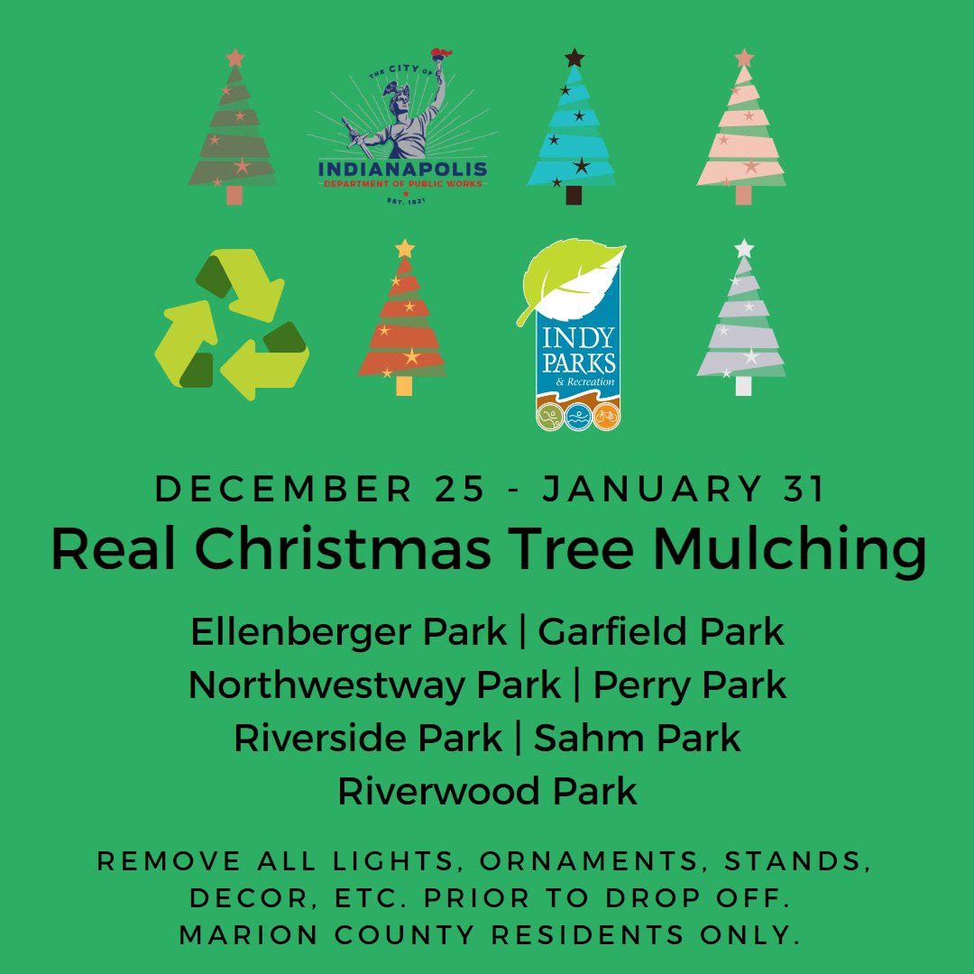 For those of you ringing in the New Year by taking down your holiday decor, note that there are live tree disposals across the city at several Indy Parks locations. 🎄 Learn more here: bit.ly/3joB33x