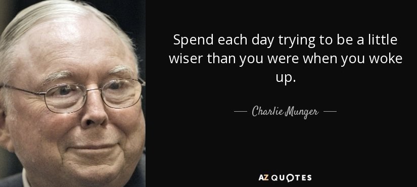 Today is Charlie Munger’s 99th birthday. He is undoubtedly one of the greatest investors of all time. Here is one of my favourite quotes: