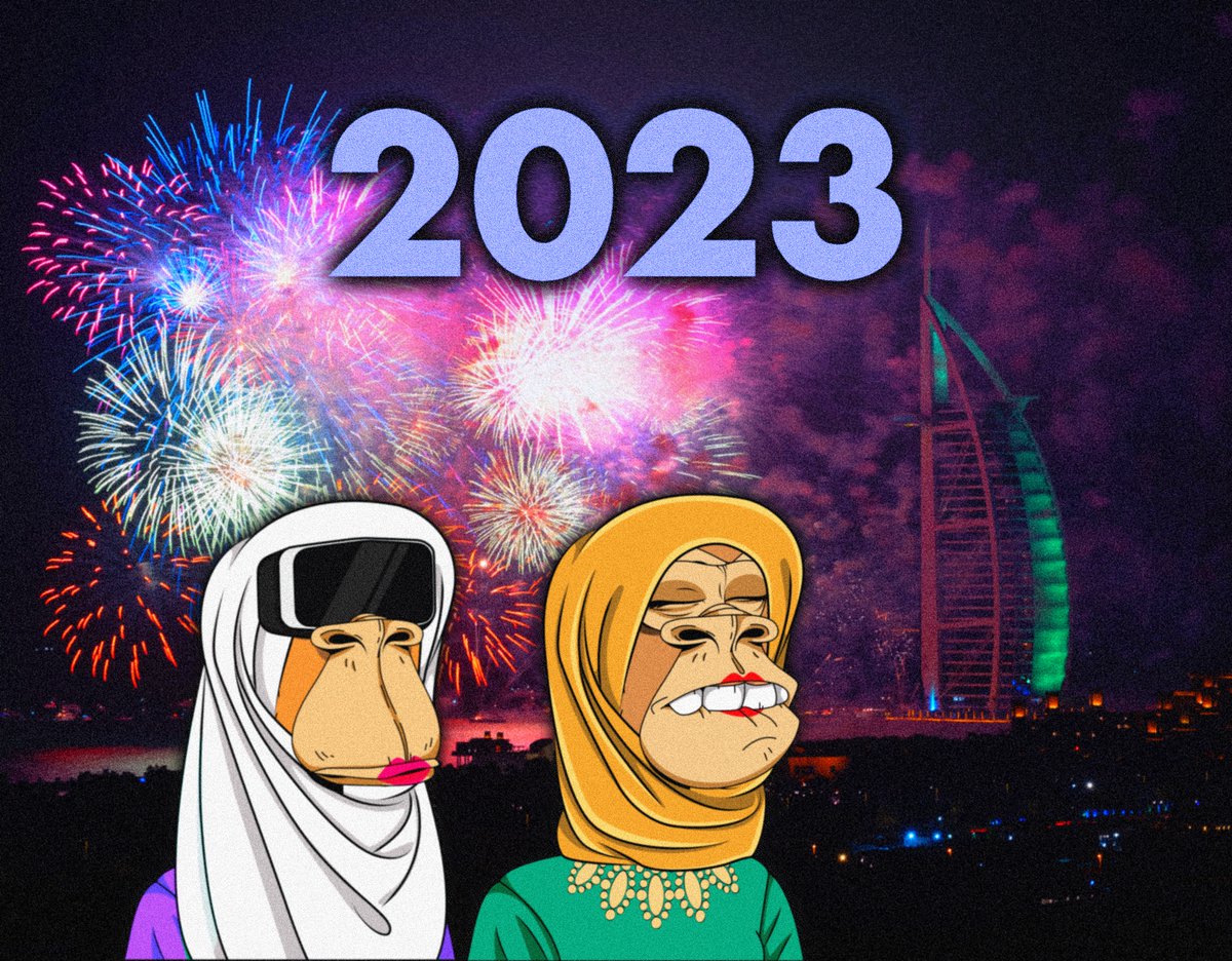 dubaibornapes's tweet photo. HAPPY NEW YEAR to the FAMILY 🎇❤️🇦🇪

Good Health &amp; Booming crypto market in 2023!🎉

We are going to make it! 🔥

BTW... HABIBTI WL MINTING IN 2 DAYS 🚀

#NFTCommunity #Dubai  #nft #nfts #ethereum #HappyNewYear #HappyNewYear2023 #nftproject #whitelist https://t.co/eIBplSJgxJ