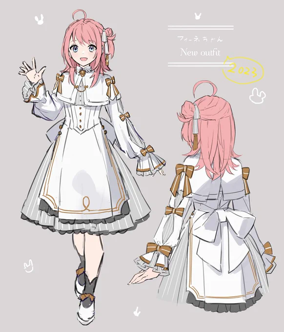 これはフィーネちゃんに着ていただいたお洋服のラフです…!白と金でめでたい感じに(掲載許可済み) #ツンリゼ 
