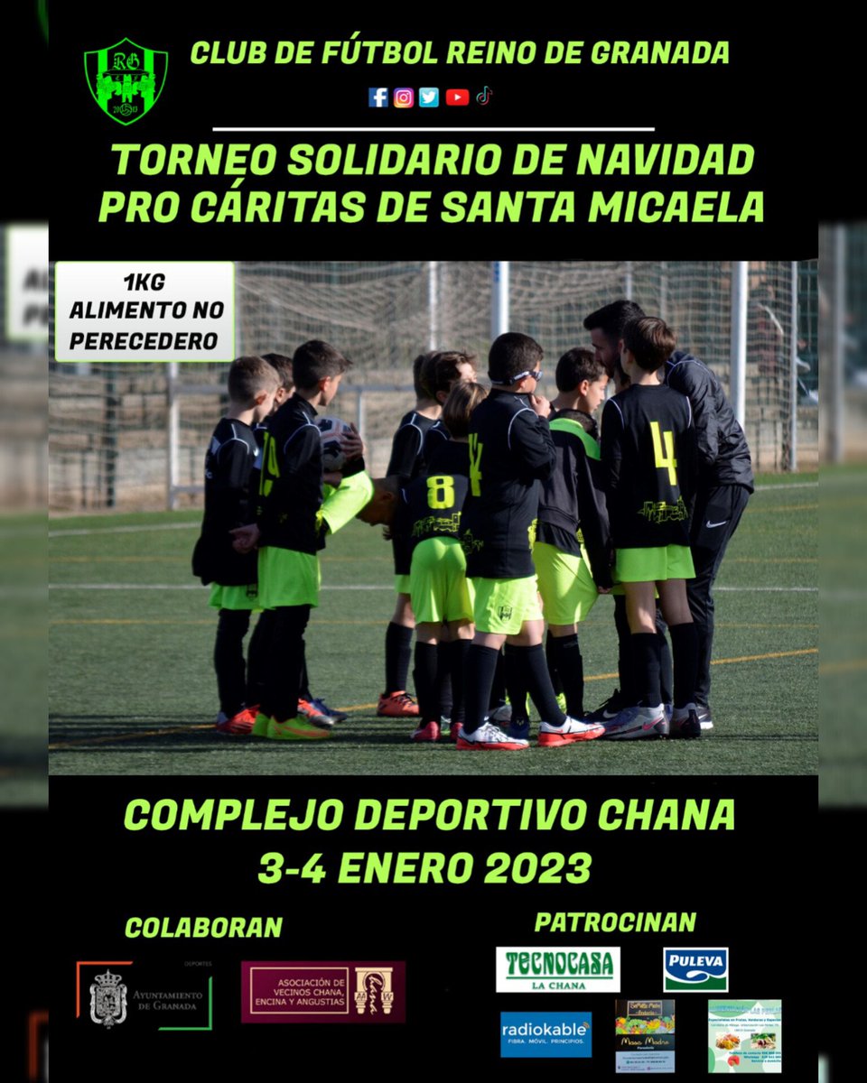 Torneo Solidario de Navidad Pro Cáritas de Santa Micaela.

Colaboran: @vecinoschana y <a href="/aytogr/">Granada Ciudad</a>

Patrocinan: @tecnocasalachana <a href="/radiokable/">radiokable</a> @leche_puleva @panaderia_masa_madre_ y Alimentación las Perlas