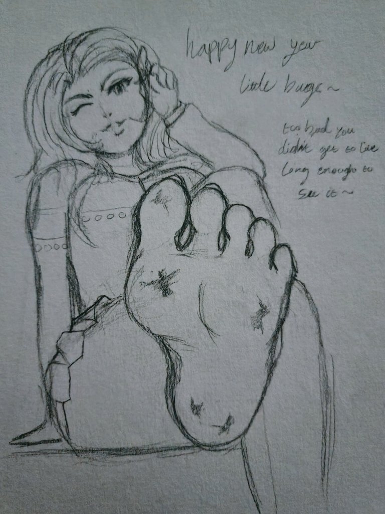 Happy new year !

Thank you for all your support this year my sweet slaves and followers ..

its been a hectic year for me , lots of ups and downs , but mostly ups 

here's a small sketch i made for you guys while having my cast removed from my leg 😊
#Sizetwitter