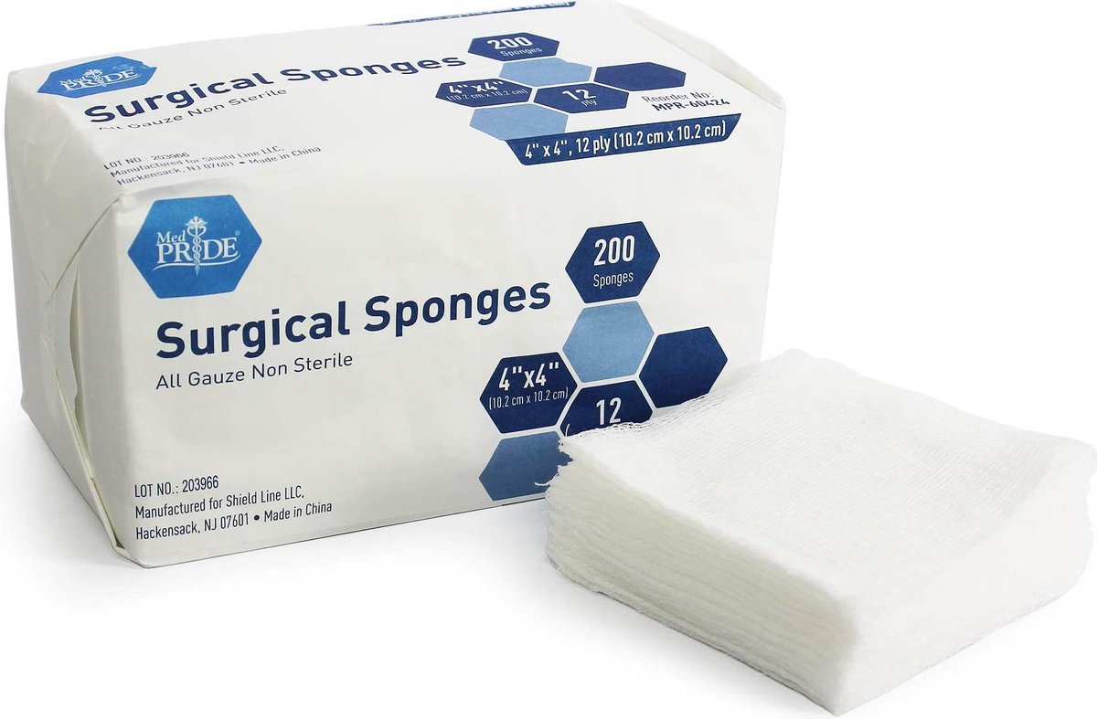 Medpride Gauze Surgical Sponge | 4”x 4”| 12-ply Extra Absorbent Sponges| Value Pack of 200| All-Gauze, Non-Sterile| Great for X7UWQRP

amazon.com/dp/B07LFLT111?…