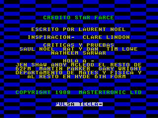romhackhispano's tweet photo. Star Farce de ZX Spectrum ha sido traducido al español por @RobotMasterWave .
Enlace:
https://t.co/728moSjqVg
#ZXSpectrum #Spectrum10k #SPECTRUM #Sinclair #romhack #romhacking #romhackhispano #Spanish #traduccion #fantranslation #Mastertronic #Space #retrogame #RETROGAMING https://t.co/LOFY7jJdPu