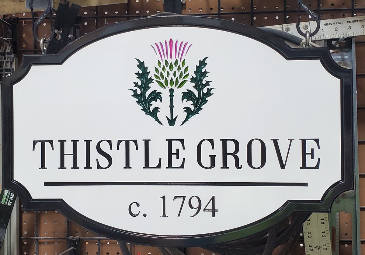 cottage_green's tweet photo. Historic Property Circa Date Sign by https://t.co/mxWEx0l0jL Solid PVC All Weather Hanging Customized Signs #Thistle #CircaSign #HistoricHouse #Yardsign #greencottagedesigns https://t.co/GMGQ4axHO1