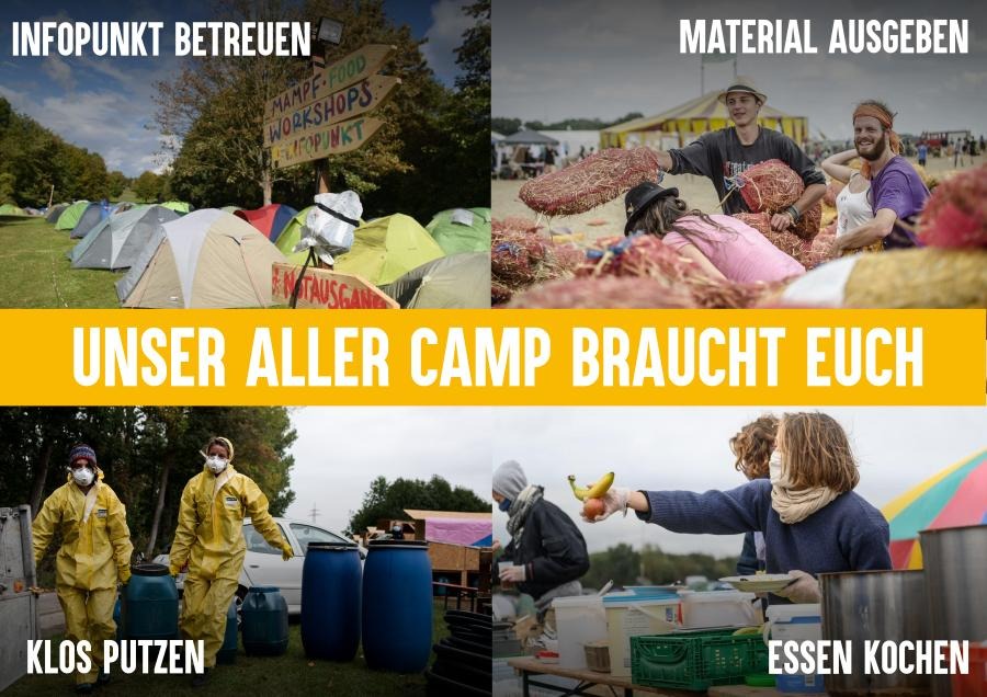 Unser aller Camp braucht euch.

Kommt zum Helfen&amp;zum Bleiben.

Morgen geht‘s los.

Du kochst für dein Leben gern?🍝
Sani sein ist voll dein Ding?🧑‍⚕️
Klos putzen na klaro?💩
Shuttlekoordination klingt spannend?🚗

Komm zum Infopoint oder Online-Onboarding&amp;mach das Camp zum Erfolg!