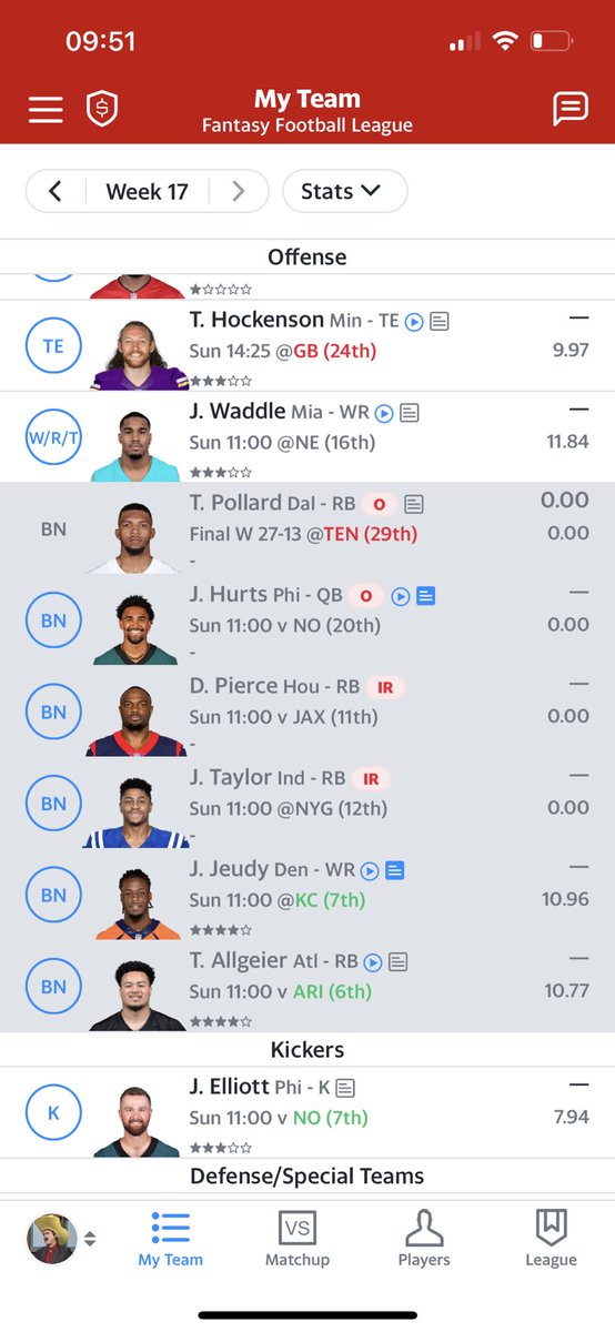 JREJohnson3's tweet photo. @TheFFBallers gotta love going into Championship week with your bench looking like that! SMH @jasonmoore @FFHitman @andyholloway https://t.co/FywO7C5w4C