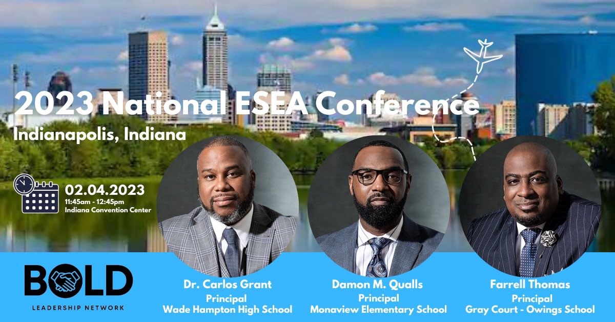 2023 Conference Theme: Lift Up!

Register today: eseanetwork.org/conference

#BOLDIsAChoice #BOLDAllies #ESEAConference #loveSCschools 
#ProudPrinciPAL #MonaviewMoments #MonaviewOnTheMap #gcsSTRONG #LeadingLikeGenerals #GrowingChampionsOnly
#title1 #equityineducation @ESEA_network