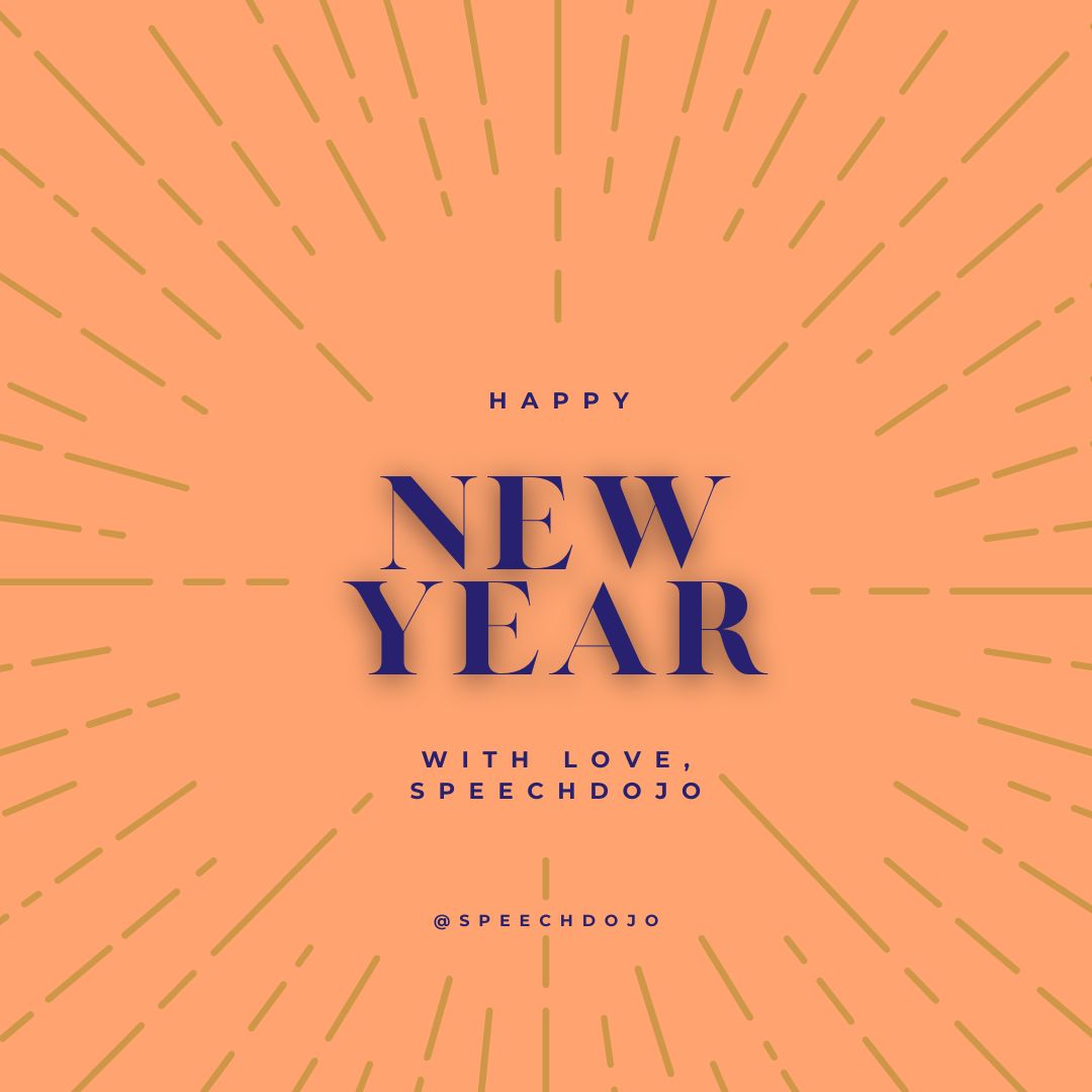 SpeechDojo's tweet photo. Happy New Year,

Thank you all so much for your support this past year. From everyone at Speechdojo, It has been a pleasure to provide all of you with public speaking and presentation skills. Without you, nothing we do would be possible.

With love,

Speechdojo

 #speechdojo https://t.co/XHs7zxL8ZH