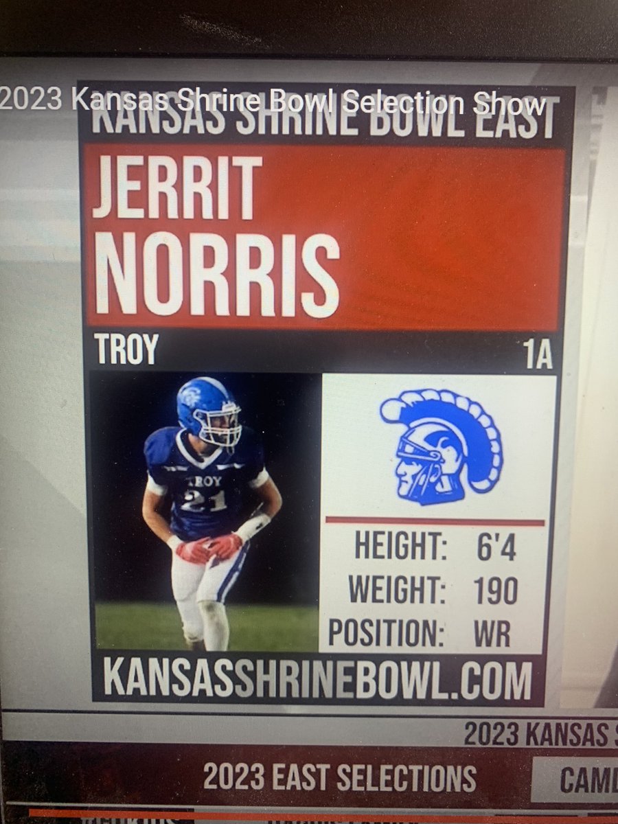 Congrats Jerrit! Big time honor to be able to play in this game💙🏈