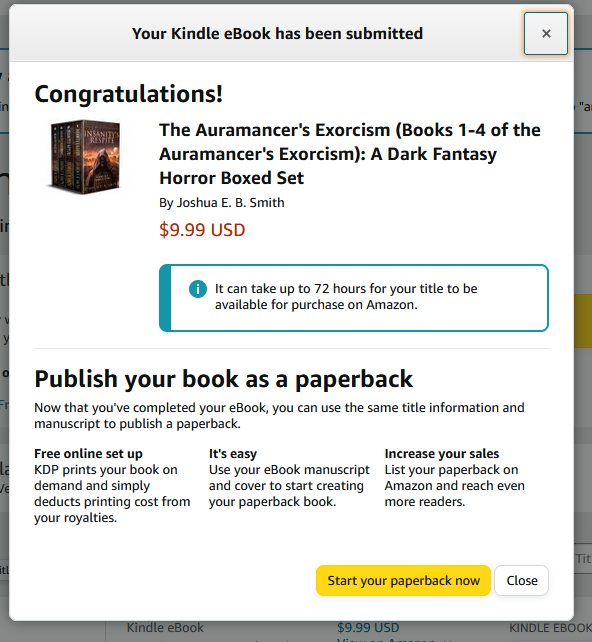 SagaDMW's tweet image. Beat. The. Deadline.
#amwriting #indieauthor #boxedset #happynewyear
1/7/23.
amazon.com/dp/B0BNJWTB1G
#grimdark #fantasy #horror #kindle #kindleunlimited