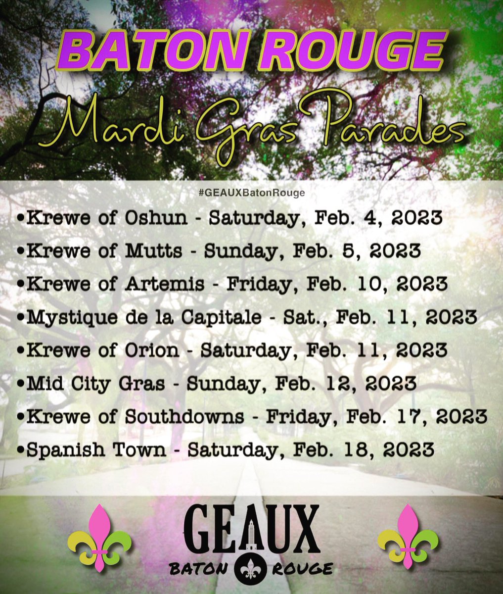 LetsGoLouisiana's tweet photo. Time to break out that 💜&amp;💛 but this time sprinkle it with a little💚

#mardigras #mardigras2023 #mardigrasbr #batonrougemardigras #paradeschedule #mardigrasparade #kreweofmutts #krewofartemis #kreweofmystique #midcitygras #kreweofsouthdowns #spanishtown #spanishtownparade https://t.co/PlGysBR5m2