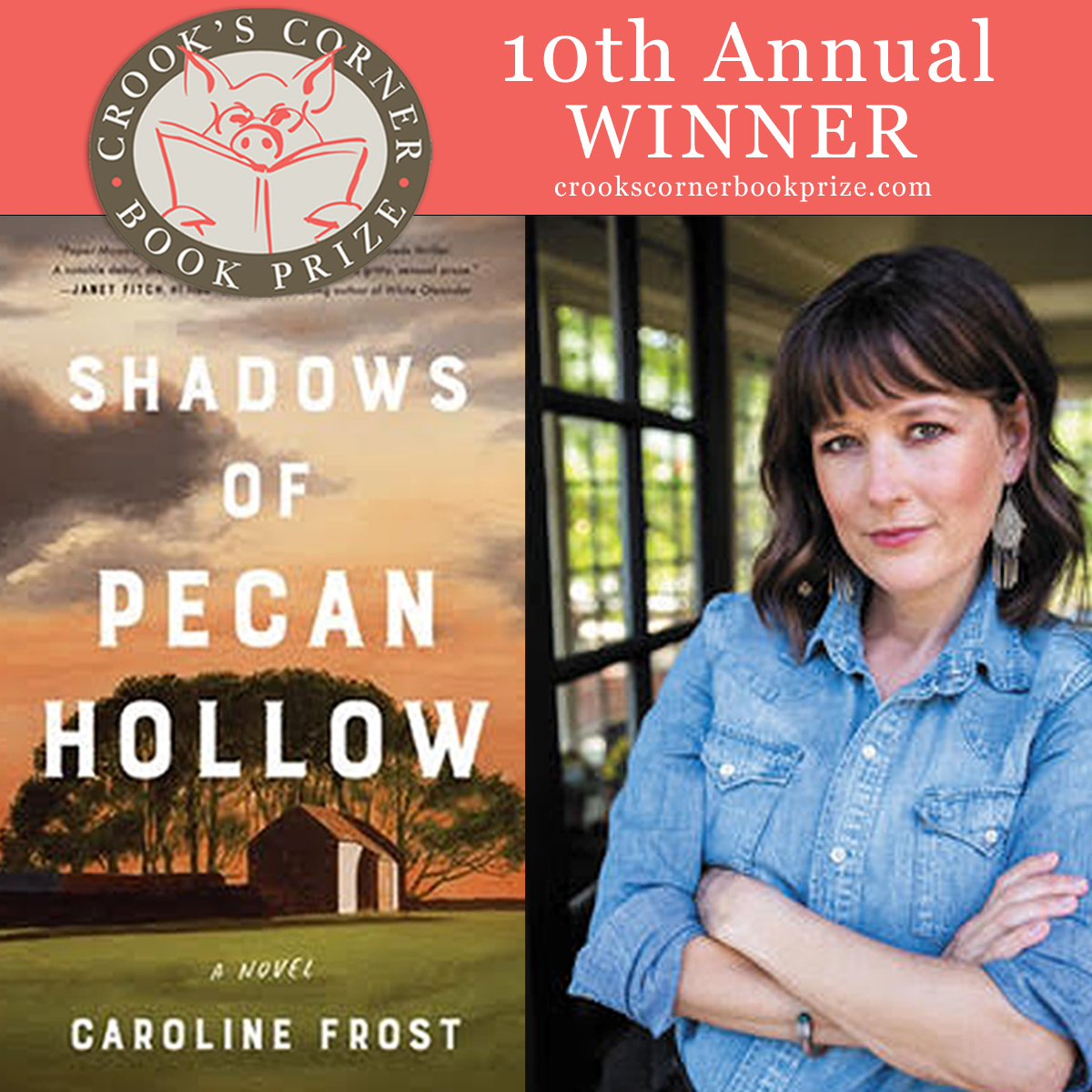 crooksbookprize (@crooksbookprize) on Twitter photo Congratulations to Caroline Frost, winner of the 10th annual Crook’s Corner Book Prize for her debut novel, "Shadows of Pecan Hollow."
Join us tomorrow night for the virtual Crook's Corner Book Prize Discussion!
<a href="/CaroFrostWrites/">Caroline Frost</a>
Register here! crookscornerbookprize.com Congratulations to Caroline Frost, winner of the 10th annual Crook’s Corner Book Prize for her debut novel, "Shadows of Pecan Hollow."
Join us tomorrow night for the virtual Crook's Corner Book Prize Discussion!
<a href="/CaroFrostWrites/">Caroline Frost</a>
Register here! crookscornerbookprize.com