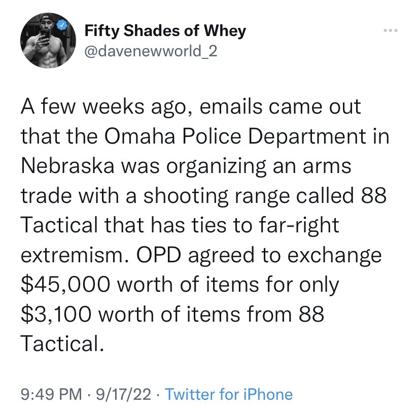 davenewworld_2's tweet image. The Omaha Police Department was organizing an arms trade with the far-right extremists 88 Tactical, who have been training Bolsonaro supporters for years.

This seems important.