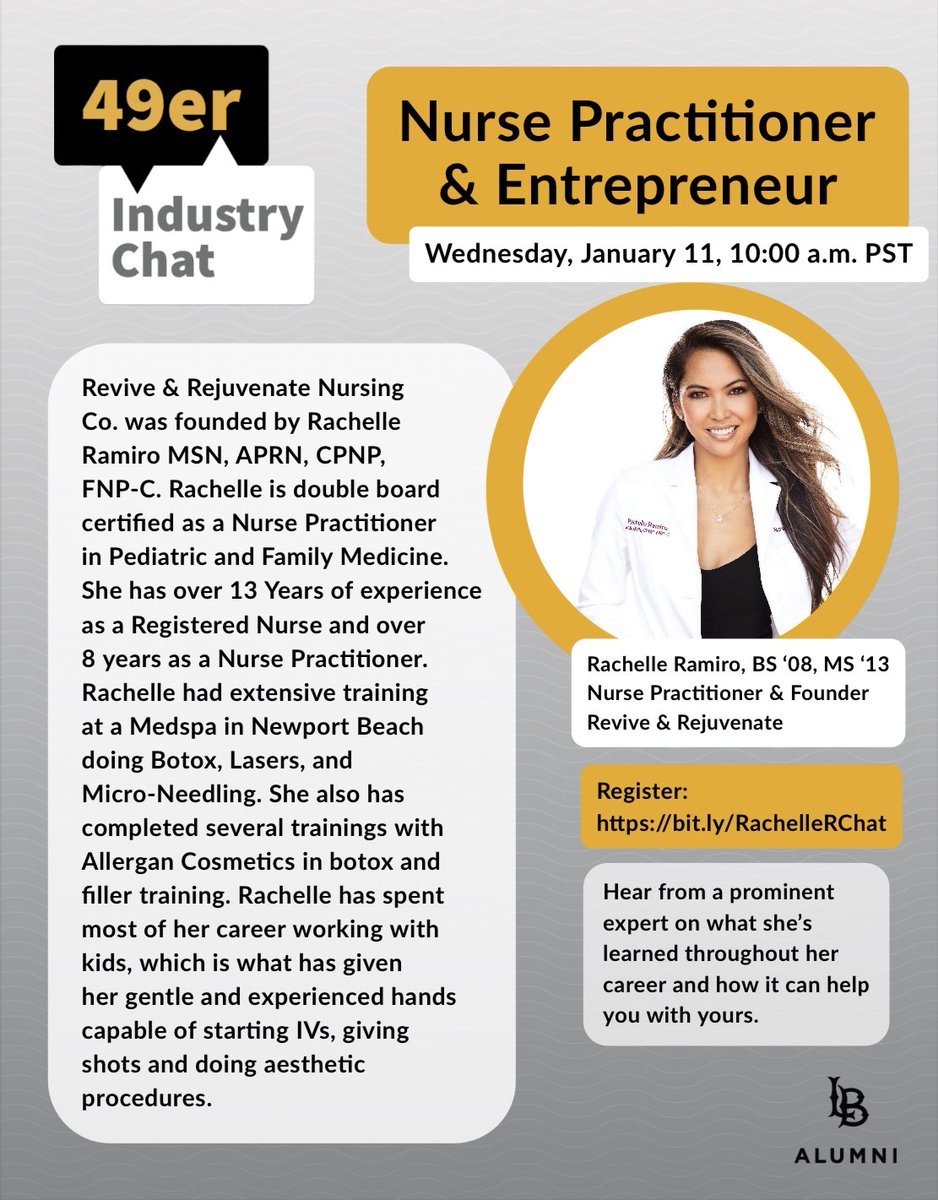 rachelleramiro's tweet photo. #CSULB #NURSING #NursingProgram #Alumni #NP #Entrepreneur I’m humbled to be asked to be a part of this ✨ join us Wednesday https://t.co/qE5W1Gd3xw