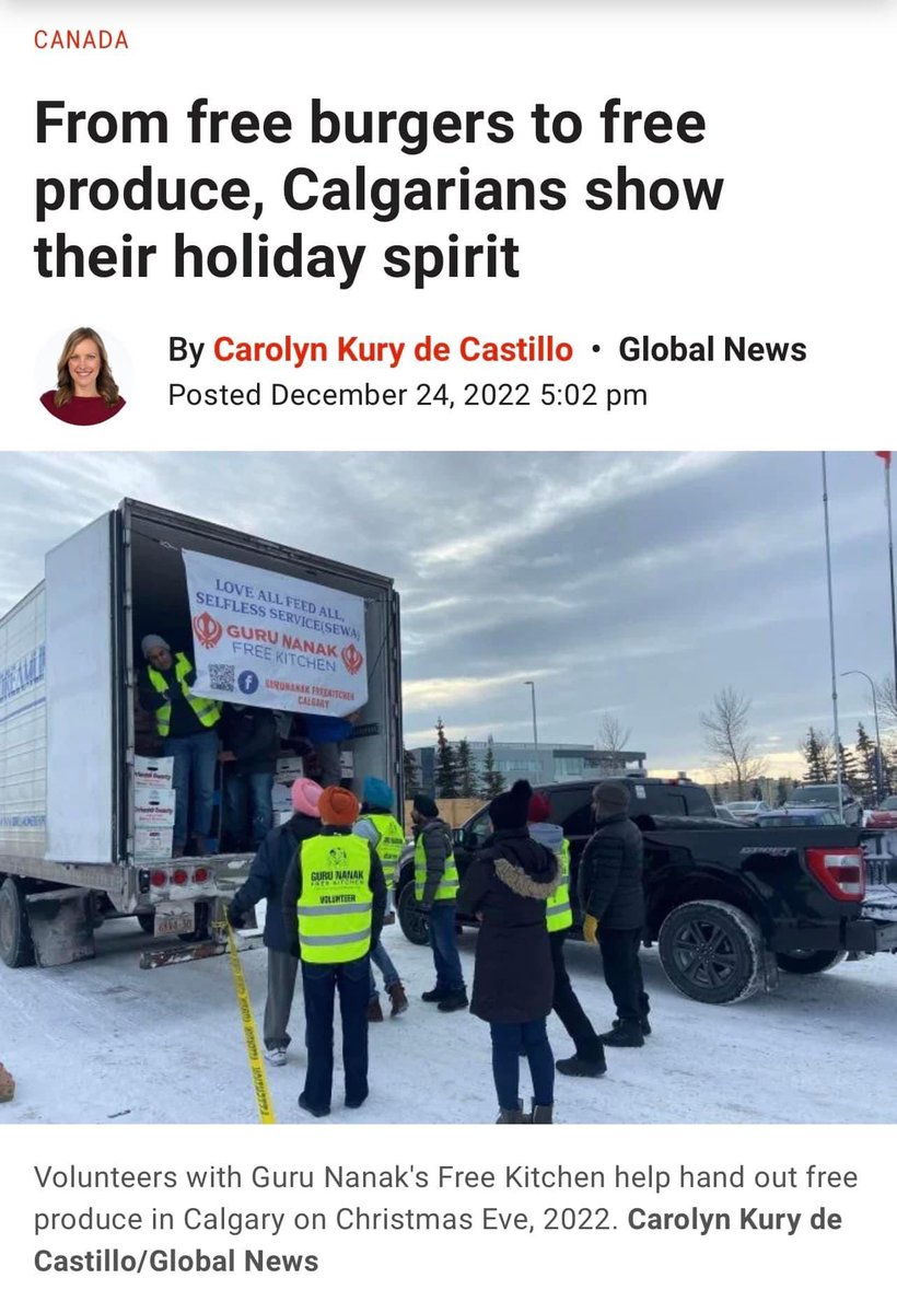 GuruNankkitchen's tweet photo. Long before the truck showed up, lengthy lines formed near the McKnight-Westwinds train station.

Word got out that Calgary’s Sikh community delivered boxes of free produce — all donated by the Sikh community — Christmas Eve for anyone who shows up.

The Guru Nanak’s Free Kitchen https://t.co/O24pLg7iL1