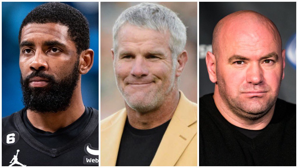 A TALE OF 3 ATHLETES It’s a shame Kyrie Irving, a Black man who shared the link to a video, has received more consequences, condemnation and news coverage, than 2 white men combined: Brett Favre stole $5M from poor Black children in MS Dana White pimp slapped his wife in public