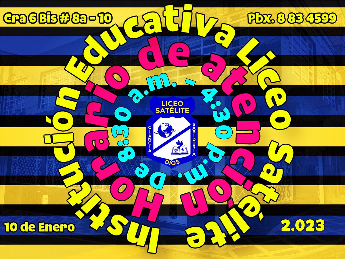 LiceoSatelite's tweet photo. Feliz inicio de año!!! ❤️

🔸 Matriculas abiertas hasta el 31 de enero. 🔹

A partir del 10 de enero, estaremos atendiendo en nuestra oficina.

Horario:
🔸De 8:30 am a 4:30 pm🔹

Cra 6bis #8a-10 - pbx 8 83 4599

¡Te esperamos! https://t.co/fFgiW8OAGW