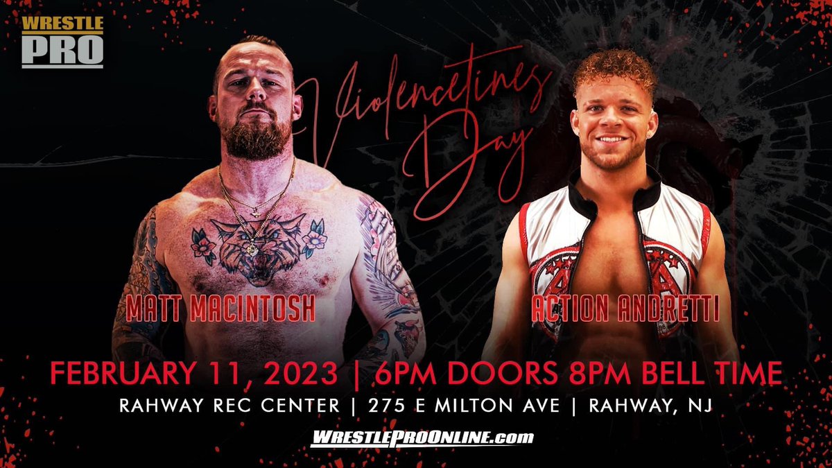 WrestlePro's tweet image. 🎟️FRONT ROW SOLD OUT🎟️

Get your tickets now for our return to Rahway on 2/11 for Violencetine’s Day!! 💔💔💔 

➡️➡️ WrestlePro.EventBrite.com