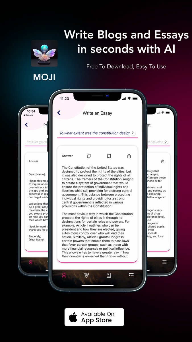Check out our new app! It can write emails, make music, images, code, and more! apps.apple.com/us/app/moji-pe…
#ai #stablediffusion #essays #app