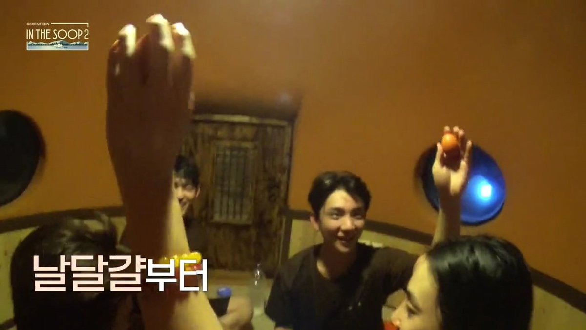 jeongshuah's tweet photo. oh you can tell joshua's having the best time of his life

he got to crack raw egg on jeonghan's head And splash seungcheol with water https://t.co/1IhNmWuJky