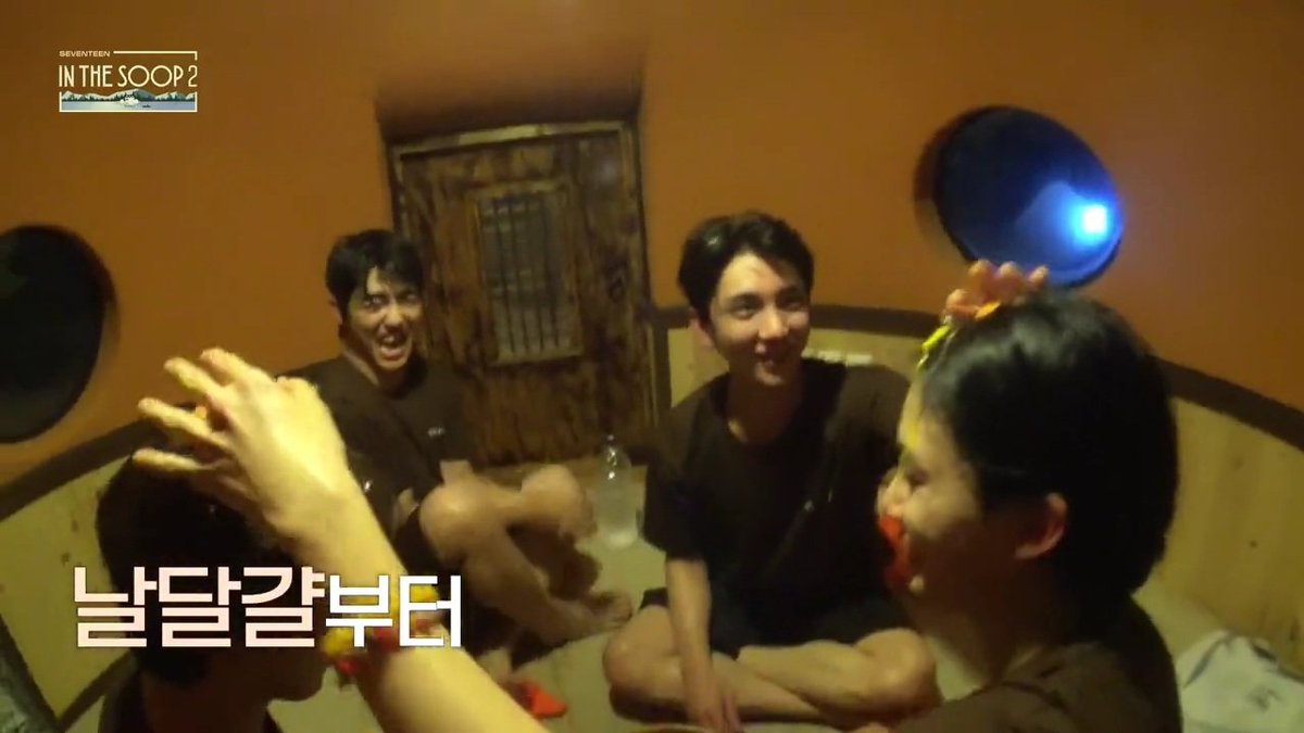 jeongshuah's tweet photo. oh you can tell joshua's having the best time of his life

he got to crack raw egg on jeonghan's head And splash seungcheol with water https://t.co/1IhNmWuJky