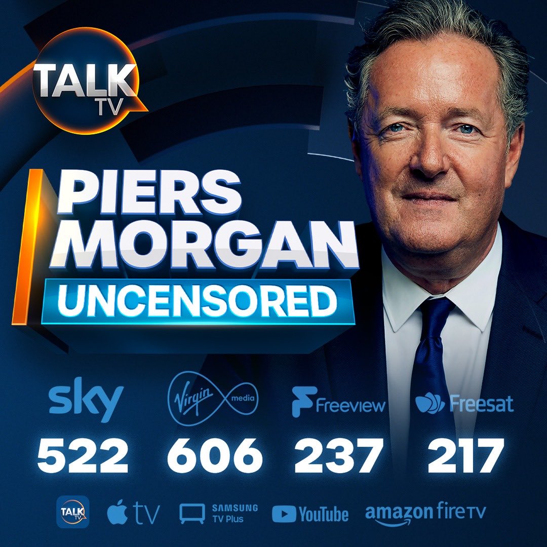 piersmorgan's tweet photo. I’ll be back on @PiersUncensored tomorrow night… suspect it will be a rather lively show. https://t.co/SYVDweCw5c