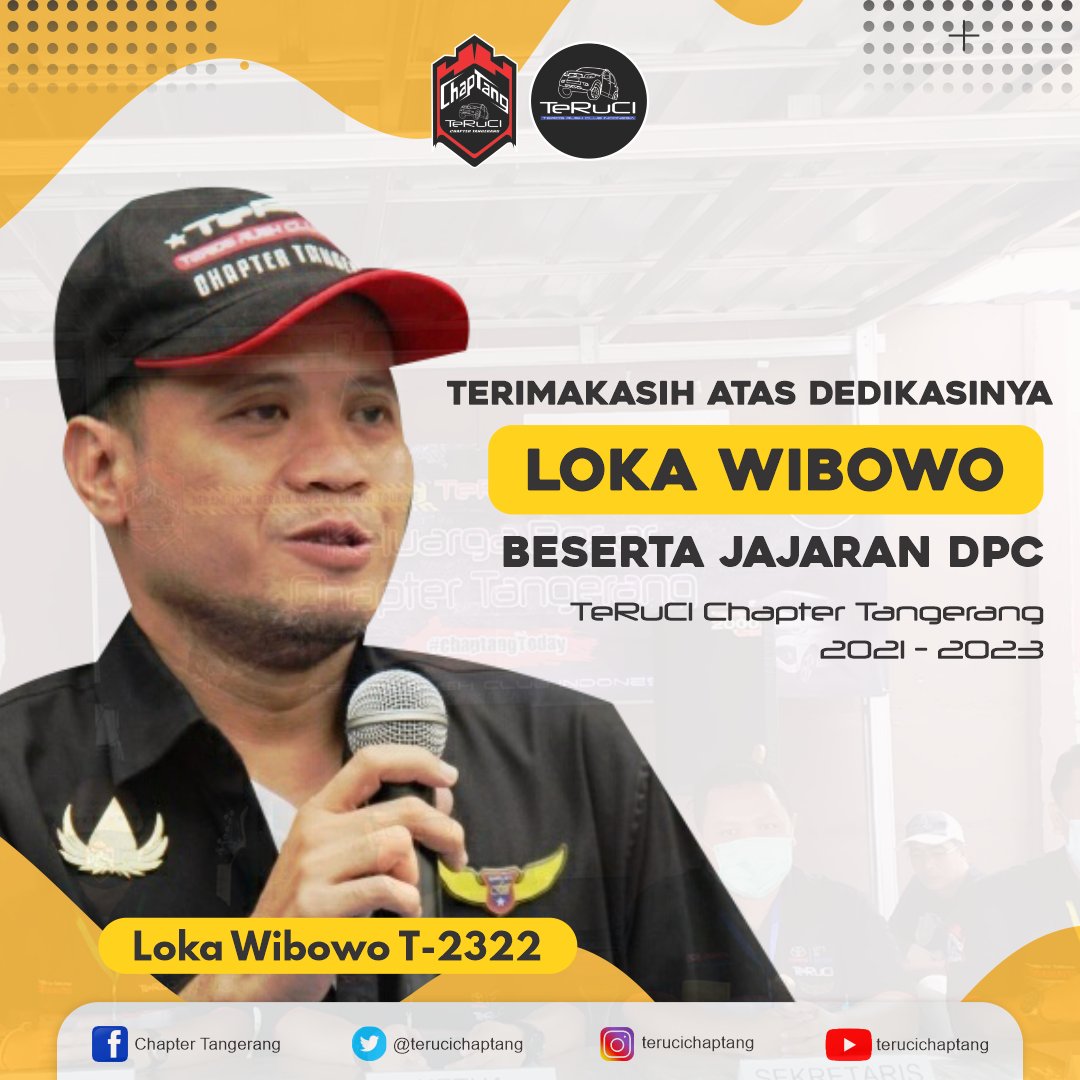Terimakasih atas dedikasinya om Loka Wibowo T-2322 berserta Jajaran DPC TeRuCI Chapter Tangerang 2021-2023. Tetap sinergi mewujudkan chaptang yang lebih baik