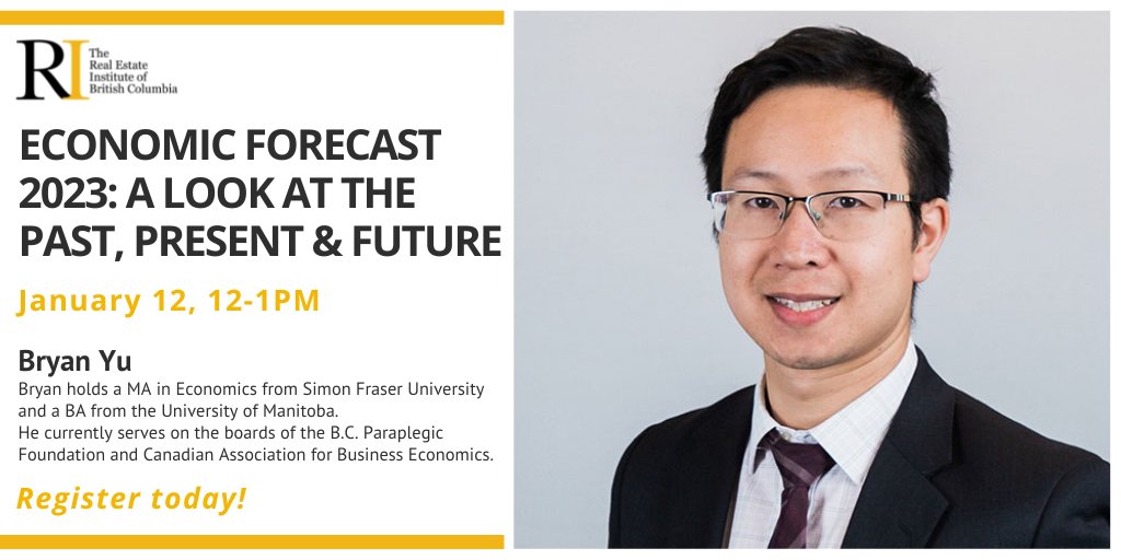 THE_REIBC's tweet photo. Join us on January 12th to hear @Central1_’s Chief Economist @bryanyuBC examine what to expect from the economy in 2023. For more details and to save your spot, visit: https://t.co/TvA2ki6OJs https://t.co/tsSsF4JRRk