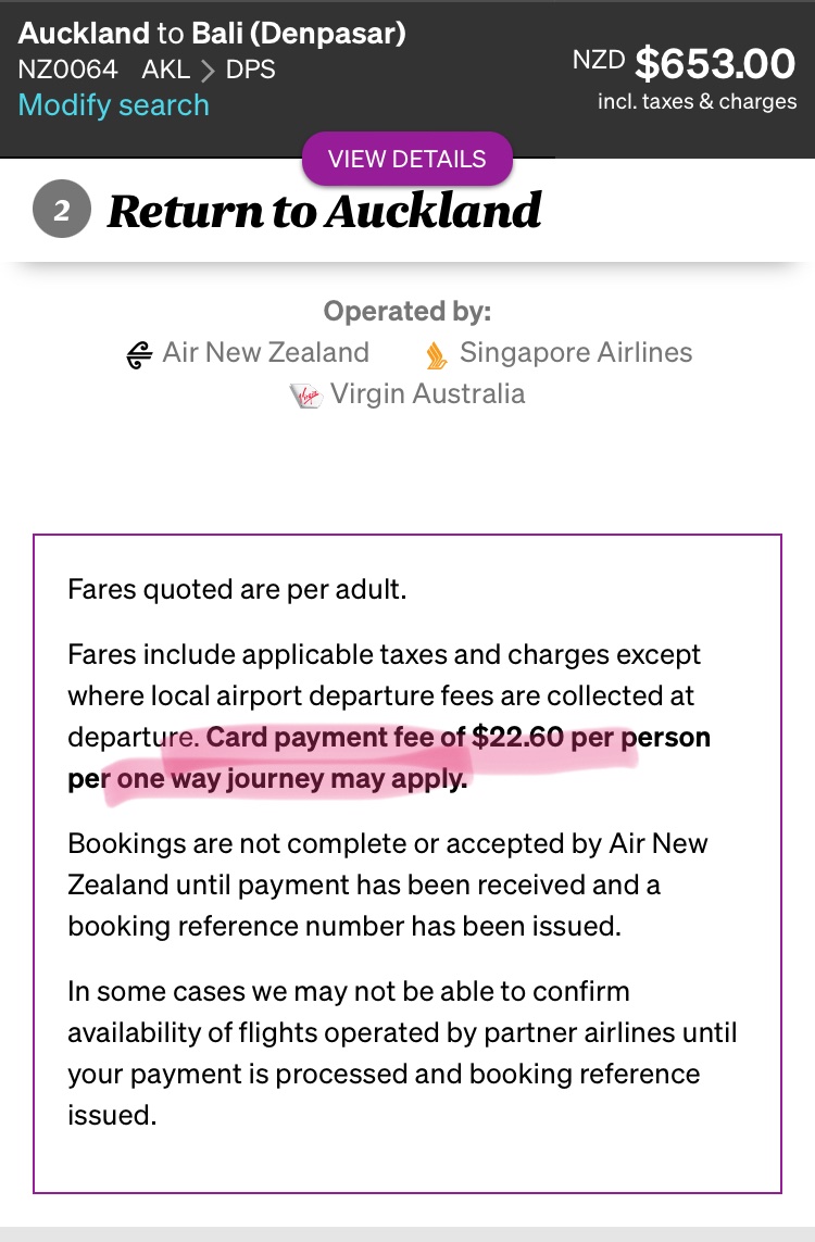 engineerJ's tweet photo. @DavidClarkNZ how is a 3.5% surcharge fair and reasonable / still legal? Will @FlyAirNZ be looked into - they have been rorting consumers on this for a long time - sometimes as high as 10% https://t.co/6sMv0lO9ru